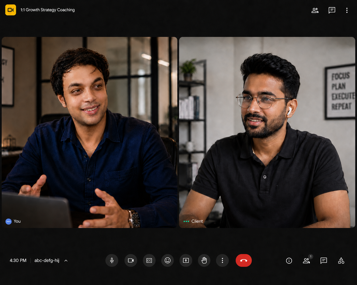 Sparsha Majumder in a 1-on-1 growth strategy coaching call